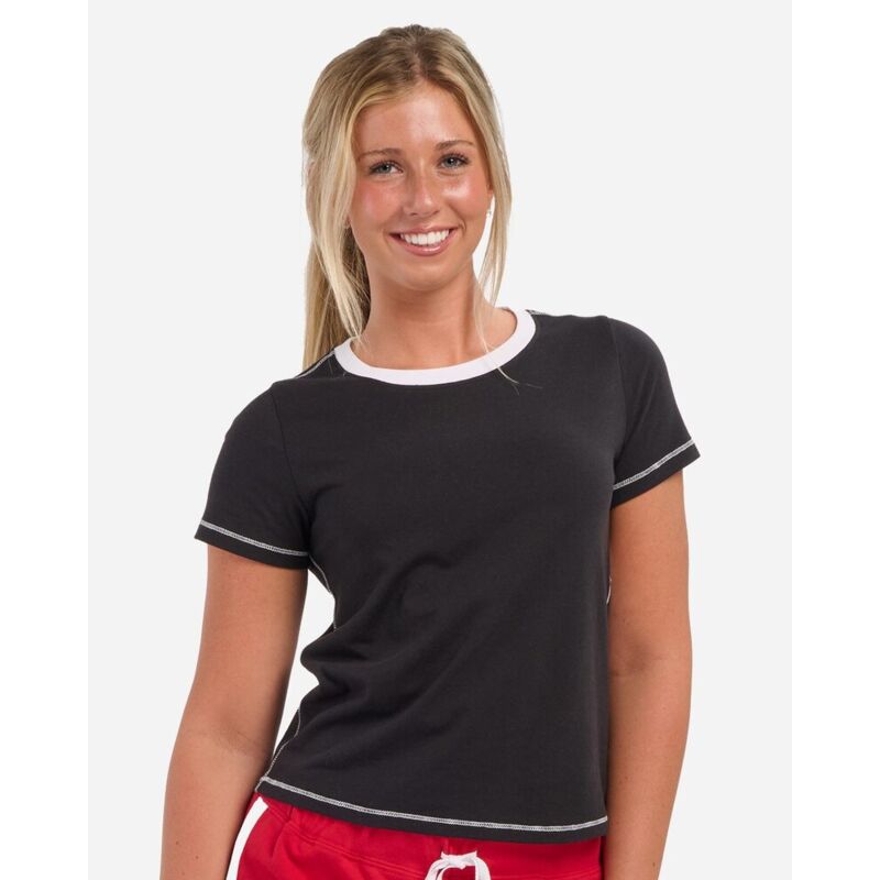 Women's Contrast Stitch Baby Tee Thumbnail