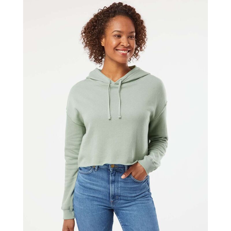 Women's Lightweight Hooded Pullover Crop Sweatshirt Thumbnail